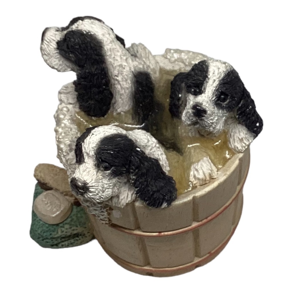 Stone Critters Three Puppies in a Tub Figurine.
